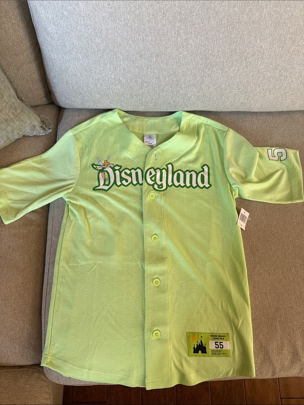 Disney Green Tinker Bell Button-Front Kids Jersey